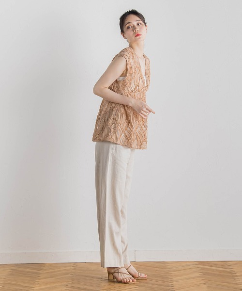 Droite lautreamont（ドロワットロートレアモン）の「チュールコード刺繍ビスチェ≪洗濯機で洗える≫（シャツ/ブラウス・レディース・ベージュ/オフホワイト/ブラック・M）」の9枚目の写真