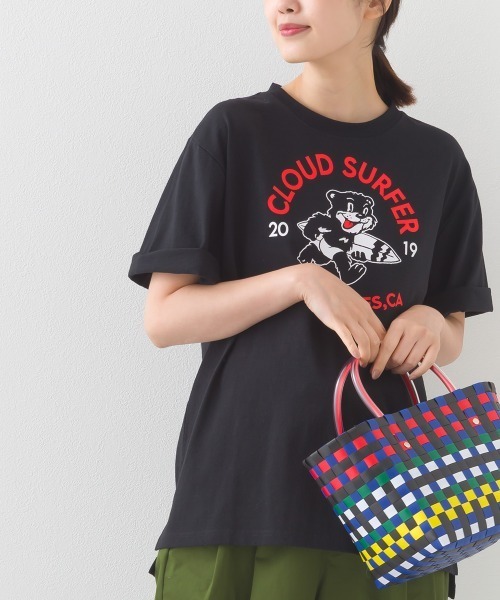 OMNES（オムネス）の「コットンロゴプリントオーバーサイズTシャツ ベアLA（Tシャツ/カットソー・レディース・ブラック/オフホワイト・MEDIUM/LARGE）」の9枚目の写真