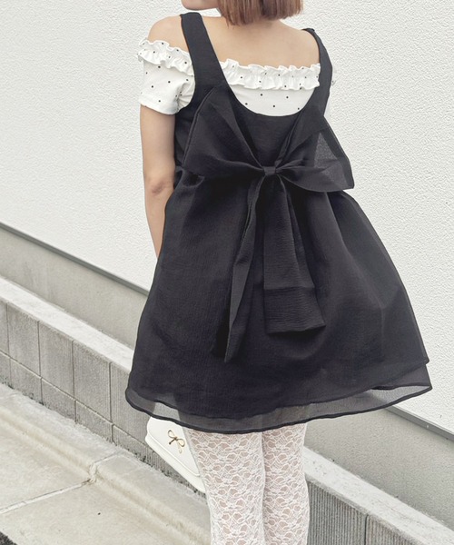 frunco（フランコ）の「BIGリボンワンピース（ワンピース・レディース・ブラック/グレー/ホワイト・FREE）」の3枚目の写真