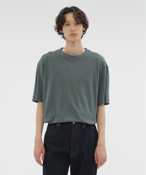 MARGARET HOWELL(マーガレットハウエル)の「COTTON LINEN PIQUE(Tシャツ/カットソー・メンズ・ダークグリーン/ブラック・MEDIUM/LARGE)」の1枚目の写真