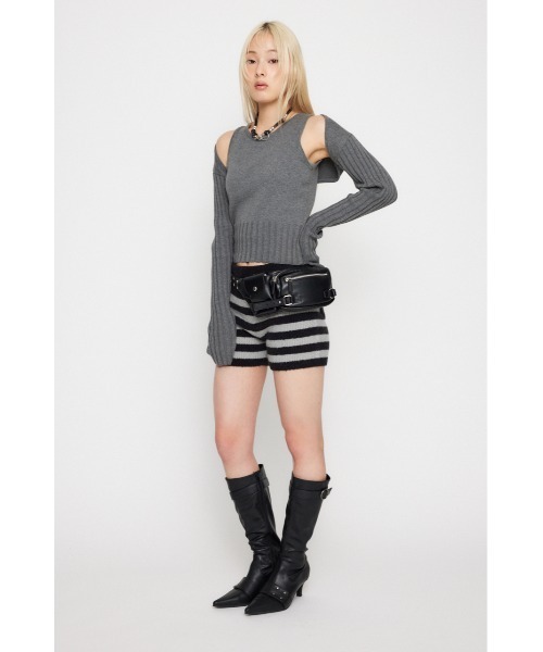 LAGUA GEM（ラグアジェム）の「RIB SLEEVE 2PIECE トップス（ニット/セーター・レディース・ブラック/バーガンディー/グレー・FREE）」の11枚目の写真