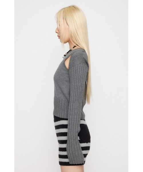 LAGUA GEM（ラグアジェム）の「RIB SLEEVE 2PIECE トップス（ニット/セーター・レディース・ブラック/バーガンディー/グレー・FREE）」の12枚目の写真