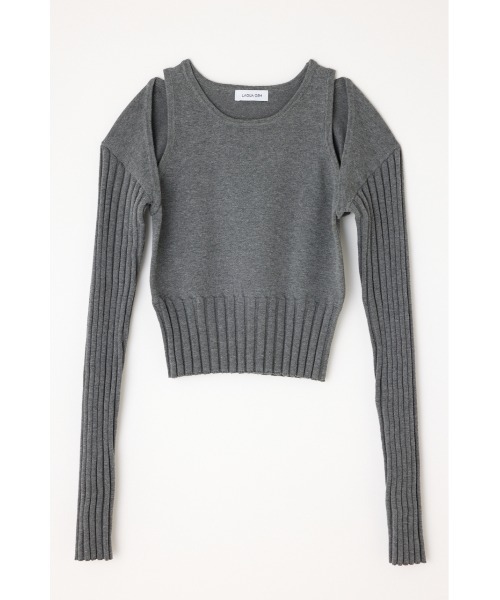 LAGUA GEM（ラグアジェム）の「RIB SLEEVE 2PIECE トップス（ニット/セーター・レディース・ブラック/バーガンディー/グレー・FREE）」の17枚目の写真