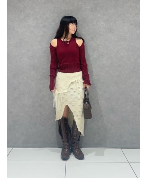 LAGUA GEM（ラグアジェム）の「RIB SLEEVE 2PIECE トップス（ニット/セーター・レディース・ブラック/バーガンディー/グレー・FREE）」の22枚目の写真