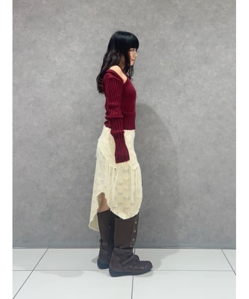 LAGUA GEM（ラグアジェム）の「RIB SLEEVE 2PIECE トップス（ニット/セーター・レディース・ブラック/バーガンディー/グレー・FREE）」の21枚目の写真