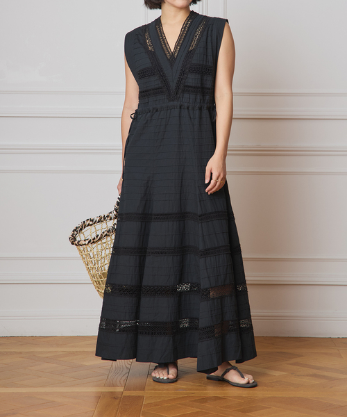 IENA LA BOUCLE(イエナラブークル)の「IENA LA BOUCLE cotton ラインレースワンピース(ワンピース・レディース・ブラック・FREE)」の7枚目の写真