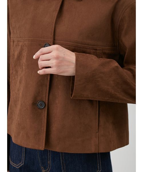 ショート丈ステンカラーリサスウェードブルゾン（ブルゾン）｜Mila