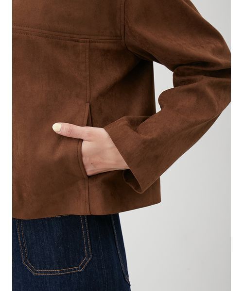 ショート丈ステンカラーリサスウェードブルゾン（ブルゾン）｜Mila