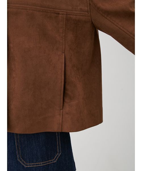ショート丈ステンカラーリサスウェードブルゾン（ブルゾン）｜Mila