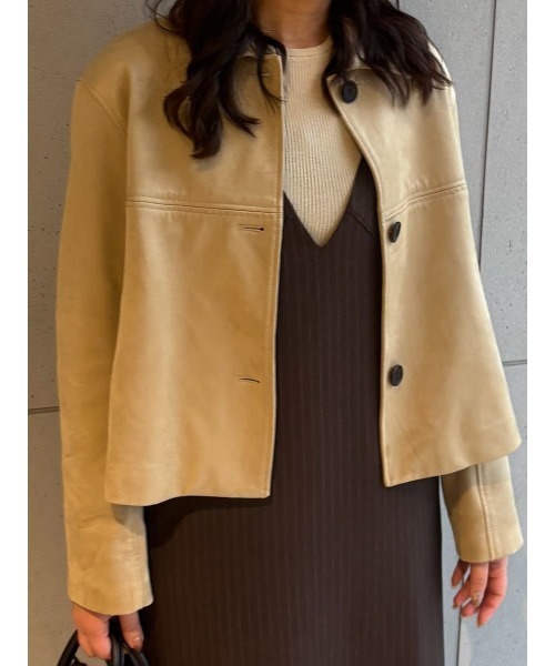 Mila Owen ステンカラースウェードブルゾン キャメル 新品未使用 ミラ オーウェン Mila Owen ステンカラーフェイクレザーブルゾン （BLK