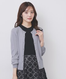 《美人百花掲載》ビジュークルーネックカーディガン【洗濯機洗い可/UVケア/接触冷感/抗ピル】