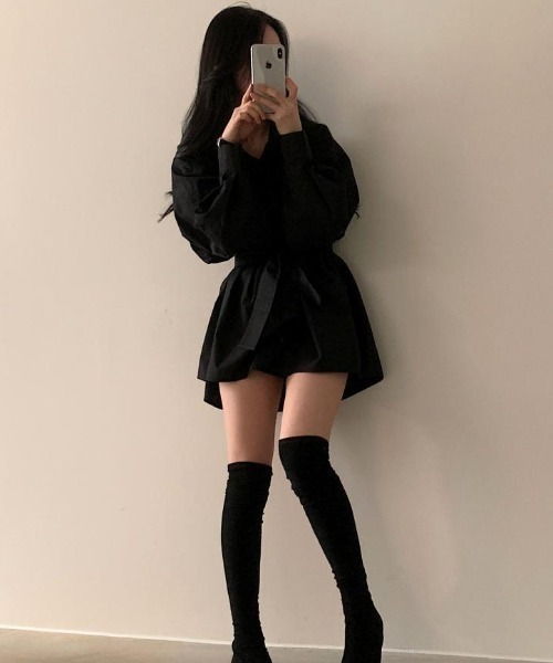 SHEPP(シープ)の「ウエストベルトマーク シャツミニワンピース(シャツワンピース・レディース・ブラック/ホワイト・L/M)」の11枚目の写真