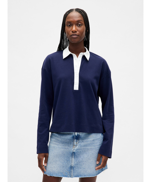 GAP（ギャップ）の「オーガニックコットン ヴィンテージソフト ヘビーウェイトポロシャツ（ポロシャツ・レディース・グリーン/ネイビー・S/M/L/XL/XS/XXS）」の2枚目の写真