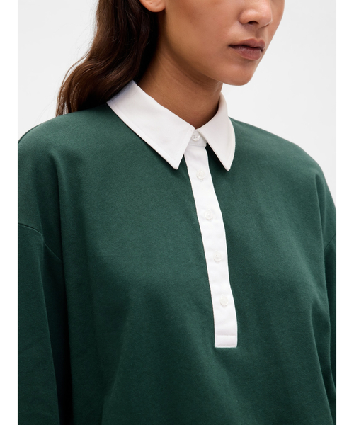 GAP（ギャップ）の「オーガニックコットン ヴィンテージソフト ヘビーウェイトポロシャツ（ポロシャツ・レディース・グリーン/ネイビー・S/M/L/XL/XS/XXS）」の6枚目の写真