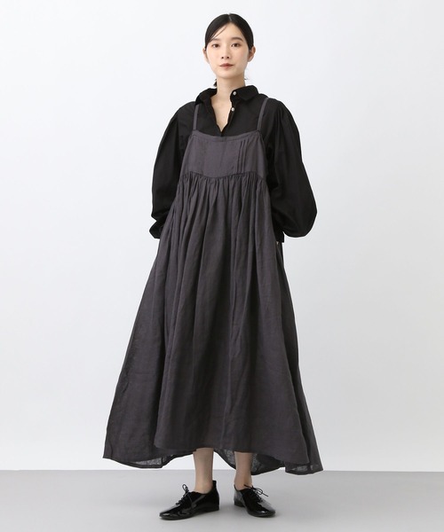 セール】《natural by clip》リネンギャザーキャミワンピース