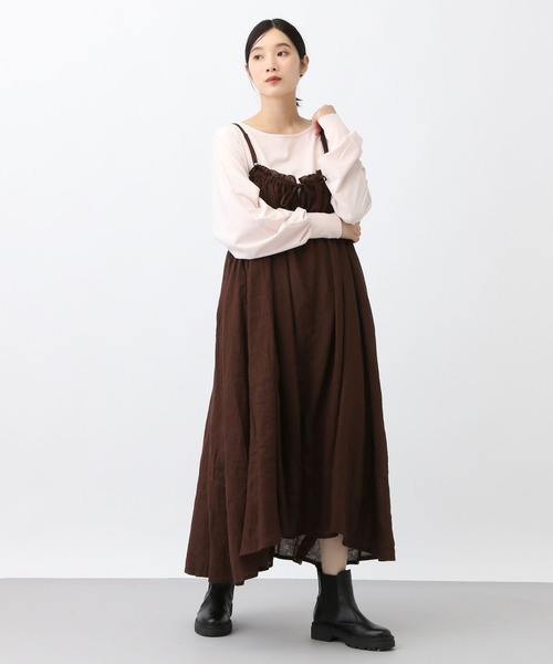 セール】《natural by clip》リネンギャザーキャミワンピース