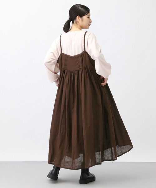 セール】《natural by clip》リネンギャザーキャミワンピース