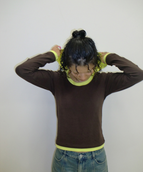 完売商品‼️ oriens レイヤードフーディーロングスリーブトップス レイヤードフーディーロングスリーブトップス（Tシャツ