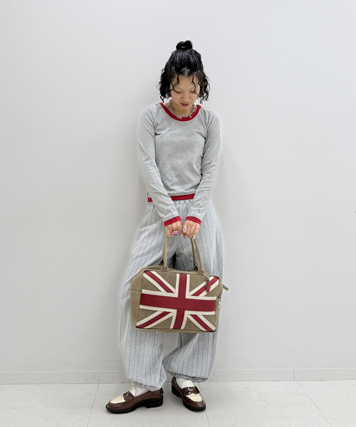 レイヤードフーディーロングスリーブトップス（Tシャツ/カットソー