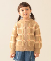 BEAMS mini | チェック シャギー カーディガン 2025FW（90～140cm）(カーディガン/ボレロ)