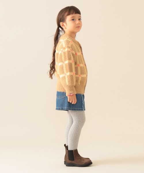 BEAMS mini（ビームスミニ）の「チェック シャギー カーディガン 2025FW（90～140cm）（カーディガン/ボレロ・キッズ・グリーン/ベージュ・140/130/120/110/90/100）」の10枚目の写真