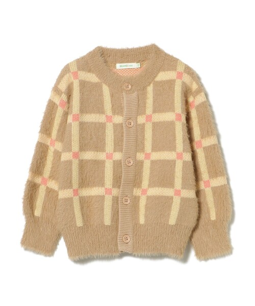 BEAMS mini（ビームスミニ）の「チェック シャギー カーディガン 2025FW（90～140cm）（カーディガン/ボレロ・キッズ・グリーン/ベージュ・140/130/120/110/90/100）」の11枚目の写真