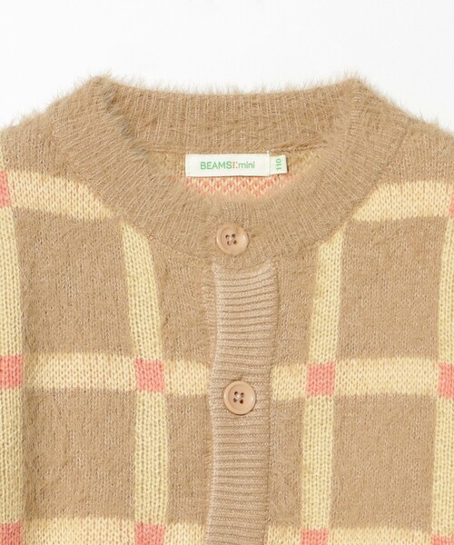 BEAMS mini（ビームスミニ）の「チェック シャギー カーディガン 2025FW（90～140cm）（カーディガン/ボレロ・キッズ・グリーン/ベージュ・140/130/120/110/90/100）」の12枚目の写真