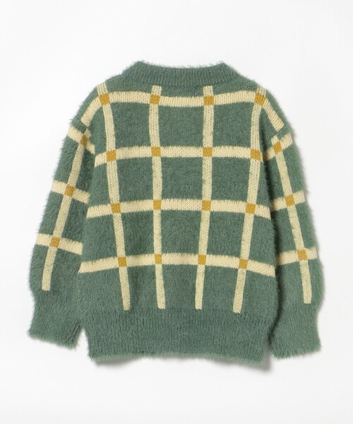 BEAMS mini（ビームスミニ）の「チェック シャギー カーディガン 2025FW（90～140cm）（カーディガン/ボレロ・キッズ・グリーン/ベージュ・140/130/120/110/90/100）」の17枚目の写真