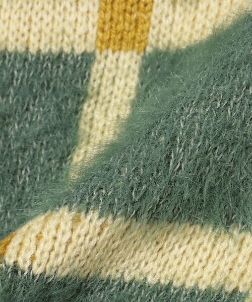 BEAMS mini（ビームスミニ）の「チェック シャギー カーディガン 2025FW（90～140cm）（カーディガン/ボレロ・キッズ・グリーン/ベージュ・140/130/120/110/90/100）」の18枚目の写真