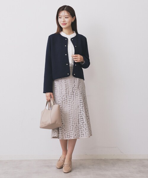 index（インデックス）の「ストレッチノーカラーブルゾン【洗濯機OK】（ブルゾン・レディース・ネイビー/アイボリー/サンドベージュ・36/42/38/40/44）」の5枚目の写真