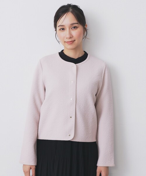 index（インデックス）の「ストレッチノーカラーブルゾン【洗濯機OK】（ブルゾン・レディース・ネイビー/アイボリー/サンドベージュ・36/42/38/40/44）」の22枚目の写真