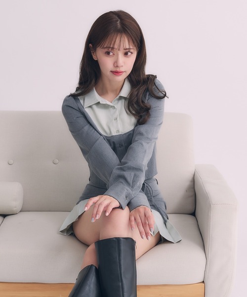 fupel(フぺル)の「Switched Shirt pleat skirt / 切り替えシャツプリーツスカート(スカート・レディース・ブラック/グレー・FREE)」の14枚目の写真