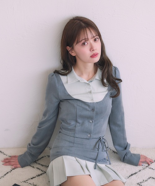 fupel(フぺル)の「Switched Shirt pleat skirt / 切り替えシャツプリーツスカート(スカート・レディース・ブラック/グレー・FREE)」の17枚目の写真