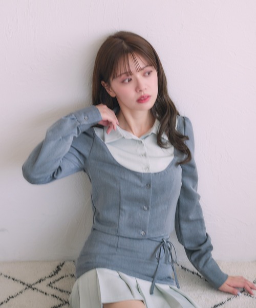 fupel(フぺル)の「Switched Shirt pleat skirt / 切り替えシャツプリーツスカート(スカート・レディース・ブラック/グレー・FREE)」の18枚目の写真