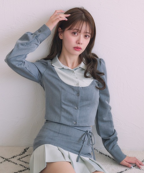 fupel(フぺル)の「Switched Shirt pleat skirt / 切り替えシャツプリーツスカート(スカート・レディース・ブラック/グレー・FREE)」の19枚目の写真