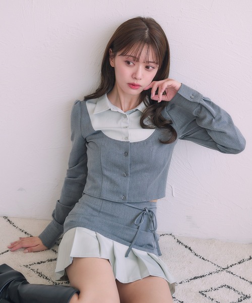 fupel(フぺル)の「Switched Shirt pleat skirt / 切り替えシャツプリーツスカート(スカート・レディース・ブラック/グレー・FREE)」の20枚目の写真