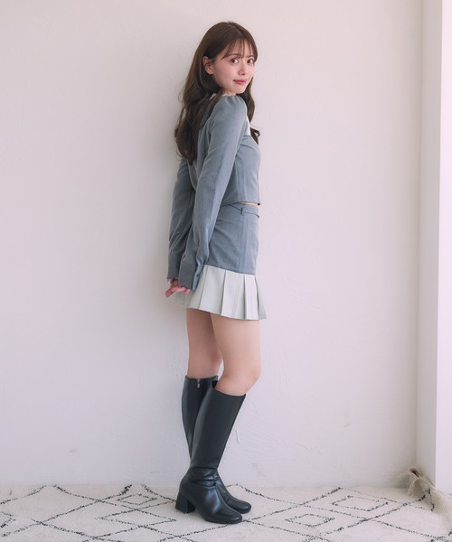 fupel(フぺル)の「Switched Shirt pleat skirt / 切り替えシャツプリーツスカート(スカート・レディース・ブラック/グレー・FREE)」の11枚目の写真