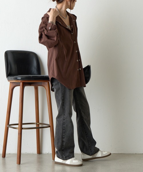 COLONY 2139(コロニートゥーワンスリーナイン)の「起毛フードシャツ(シャツ/ブラウス・レディース・ブラック/ブラウン/グレイッシュベージュ・FREE)」の11枚目の写真