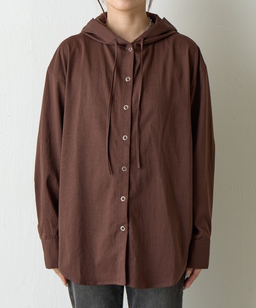 COLONY 2139(コロニートゥーワンスリーナイン)の「起毛フードシャツ(シャツ/ブラウス・レディース・ブラック/ブラウン/グレイッシュベージュ・FREE)」の12枚目の写真