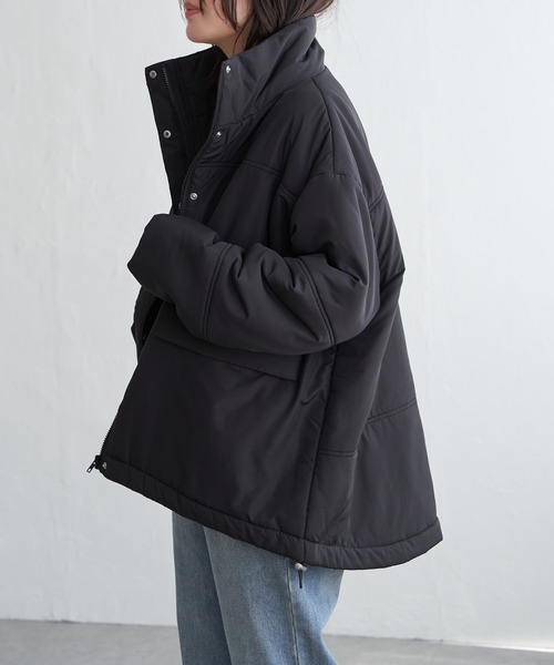 VENCEEXCHANGE（ヴァンスエクスチェンジ）の「スタンド中綿コート（ダウンジャケット/コート・レディース・キャメル/ブラック/オフホワイト・FREE）」の13枚目の写真