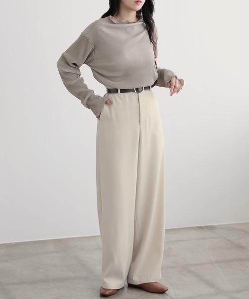 nouvellemoi(ヌーベルモイ)の「ソフトカーブパンツ(その他パンツ・レディース・アイボリー/ブラック/ブラウン系その他/グレー・S/M/L)」の7枚目の写真