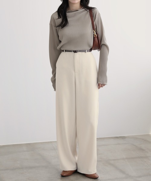 nouvellemoi(ヌーベルモイ)の「ソフトカーブパンツ(その他パンツ・レディース・アイボリー/ブラック/ブラウン系その他/グレー・S/M/L)」の9枚目の写真