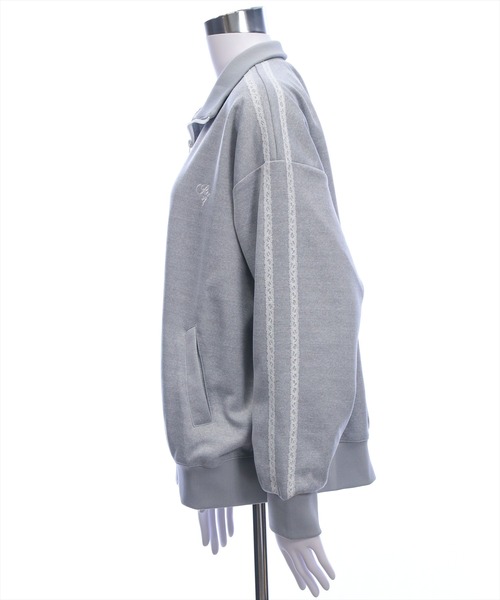 clear（クリア）の「レースサイドライントラックジャケット［大人 カジュアル 着回し力抜群］（その他アウター・レディース・アイボリー/グレー・F）」の8枚目の写真