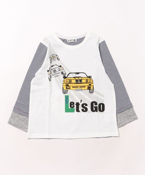 RAGMART（ラグマート）の「車プリント長袖Ｔシャツ（Tシャツ/カットソー・キッズ・オフホワイト/ネイビー・100cm/110cm/120cm/130cm）」の2枚目の写真