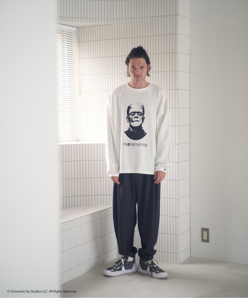 ADAM PATEK(アダムパテック)の「ADAMPATEK/Frankenstein portrait long sleeve/フランケンシュタイン肖像画デザインコラボロンT(Tシャツ/カットソー・メンズ・ホワイト/ブラック・1/2)」の9枚目の写真