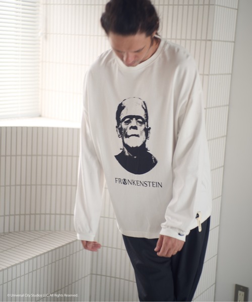 ADAM PATEK(アダムパテック)の「ADAMPATEK/Frankenstein portrait long sleeve/フランケンシュタイン肖像画デザインコラボロンT(Tシャツ/カットソー・メンズ・ホワイト/ブラック・1/2)」の6枚目の写真