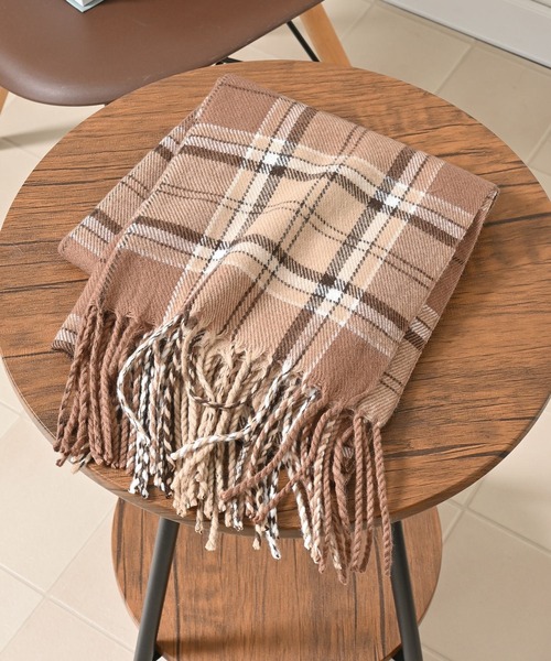 シアバター加工・抗菌防臭・吸湿発熱】チェック柄マフラー（マフラー