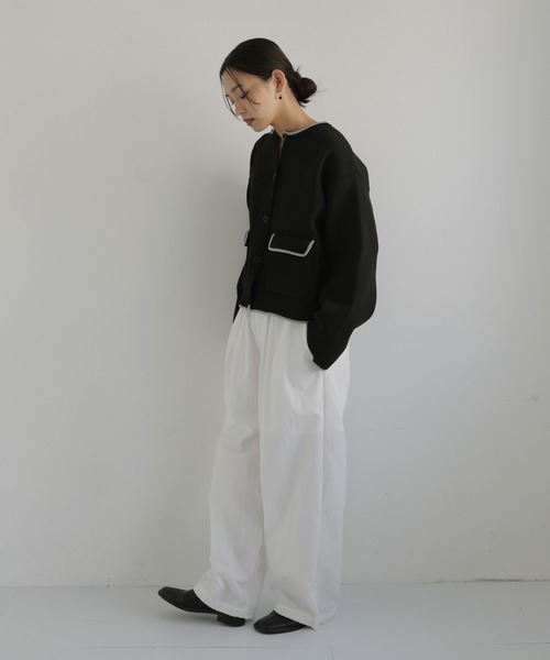 hellam（へラム）の「バイカラーニットカーディガン（カーディガン/ボレロ・レディース・アイボリー/ブラック/チャコール/ブラウン・FREE）」の11枚目の写真