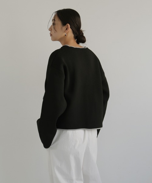 hellam（へラム）の「バイカラーニットカーディガン（カーディガン/ボレロ・レディース・アイボリー/ブラック/チャコール/ブラウン・FREE）」の14枚目の写真