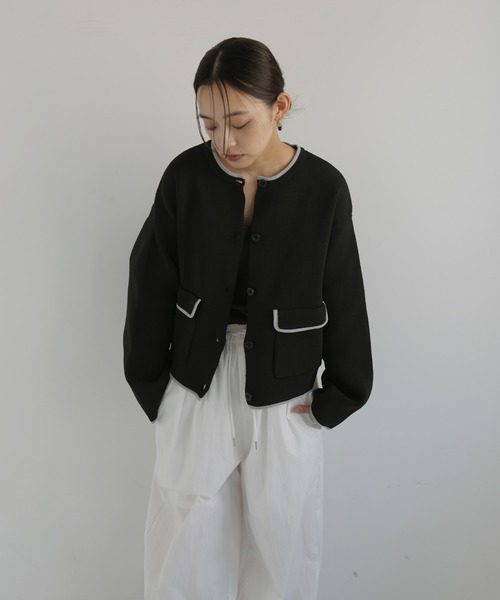 hellam（へラム）の「バイカラーニットカーディガン（カーディガン/ボレロ・レディース・アイボリー/ブラック/チャコール/ブラウン・FREE）」の18枚目の写真